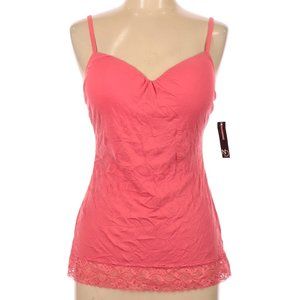 New Directions Coral Pink Lace Trim Tank Top NWT